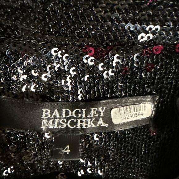 Badgley Mischka Black Pink Reverse Sequined Party Cocktail Blazer Jacket 4 - Picture 15 of 16